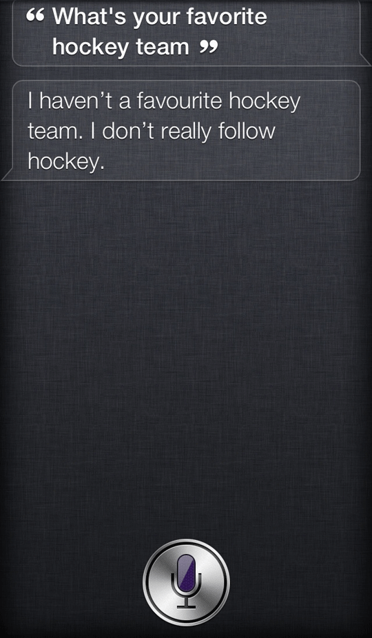 Siri's favorite hokcey team