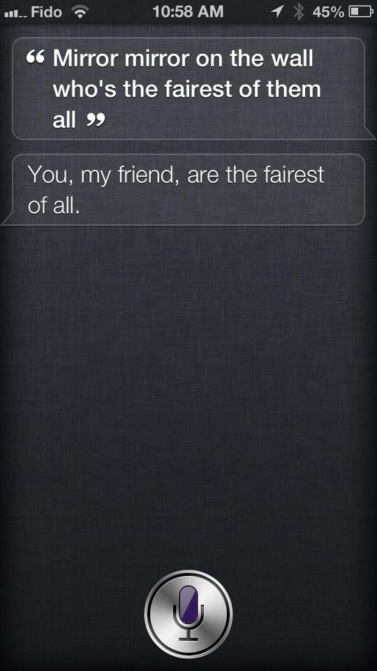 Siri knows who the fairest one of all is